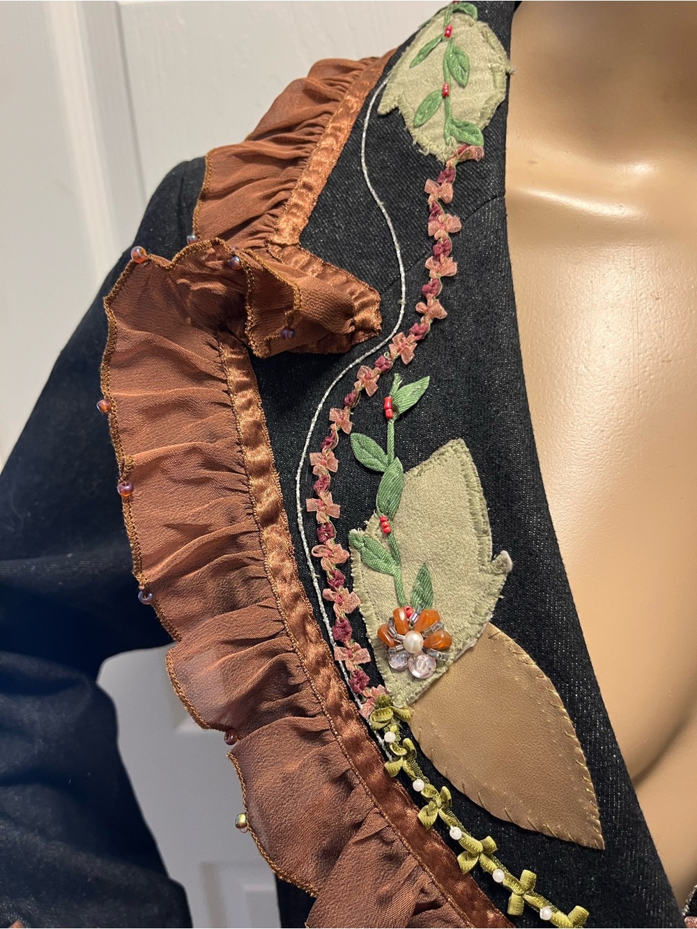 Mary Frances Embellished and Embroidered Denim Jacket Featuring Whimsical Floral - Picture 8 of 16